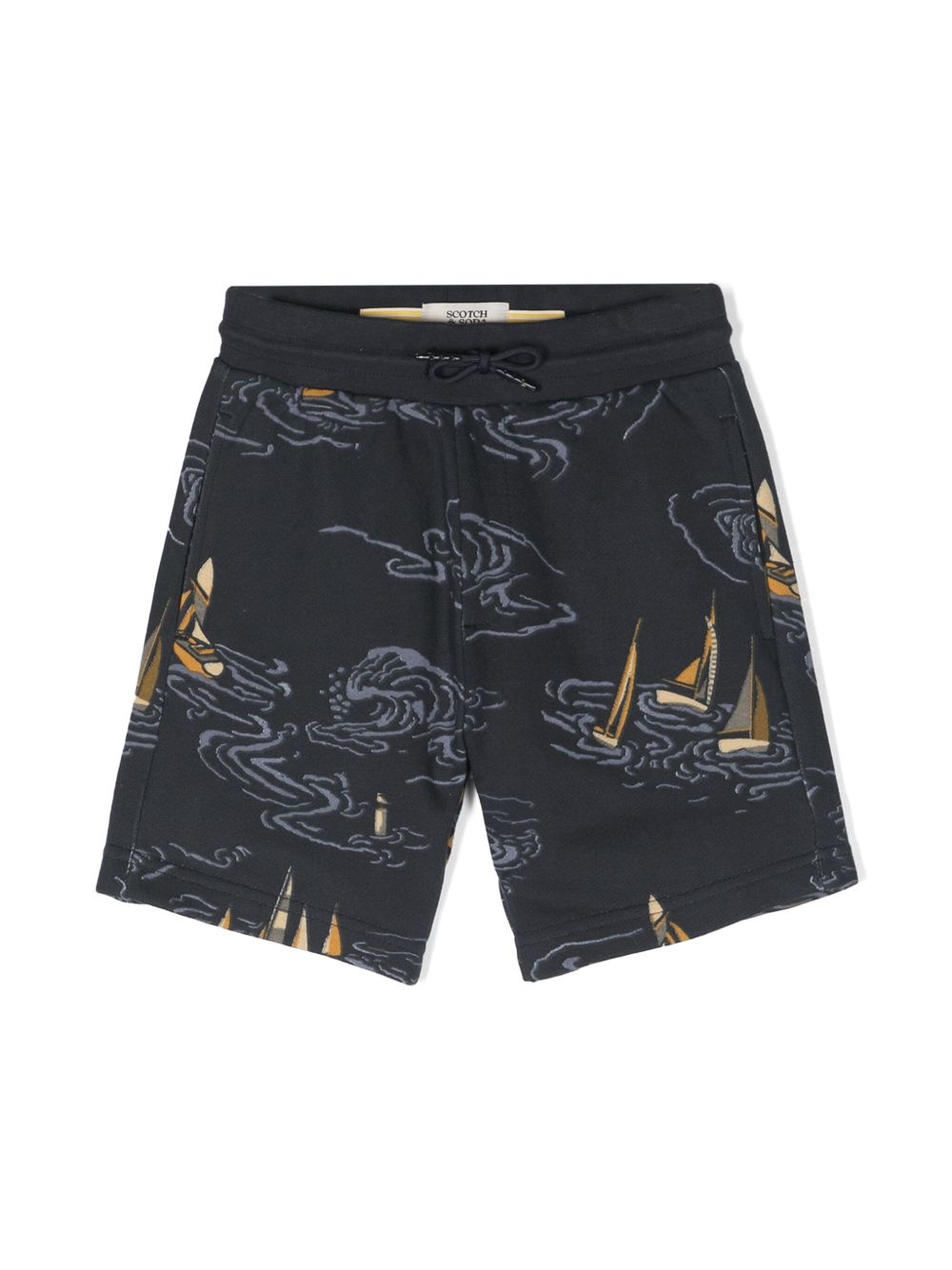 Scotch & Soda 图案印花棉运动短裤 - 蓝色