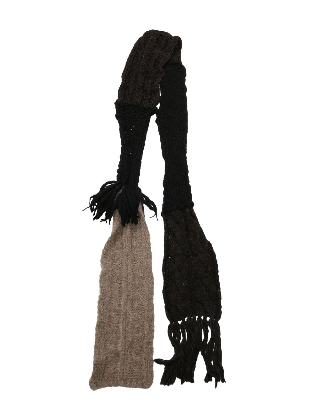 Y's fringed scarf - 黑色