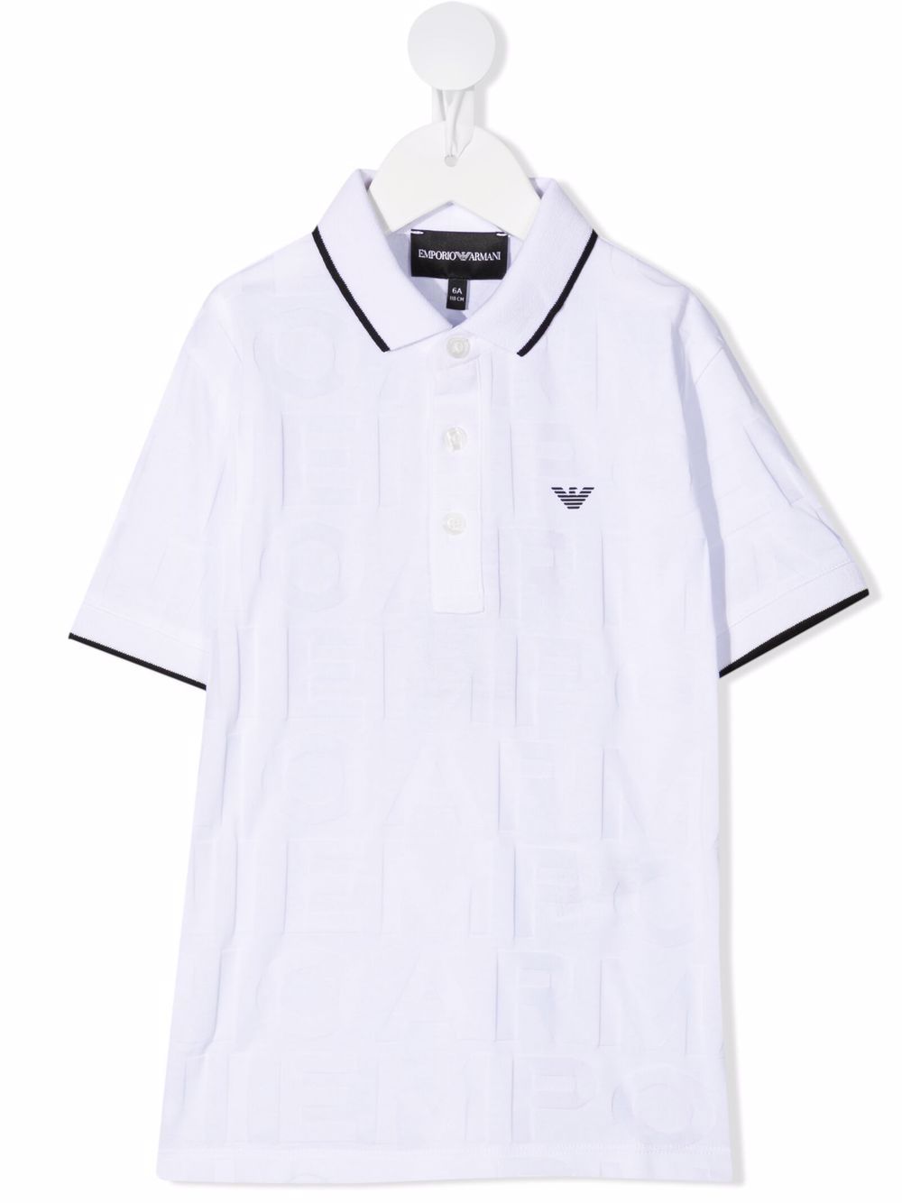 Emporio Armani Kids 标贴短袖polo衫 - 白色