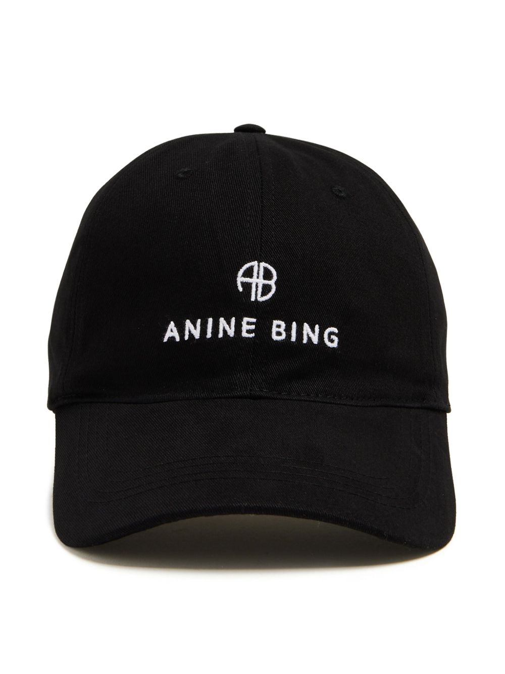 ANINE BING logo刺绣棉棒球帽 - 黑色
