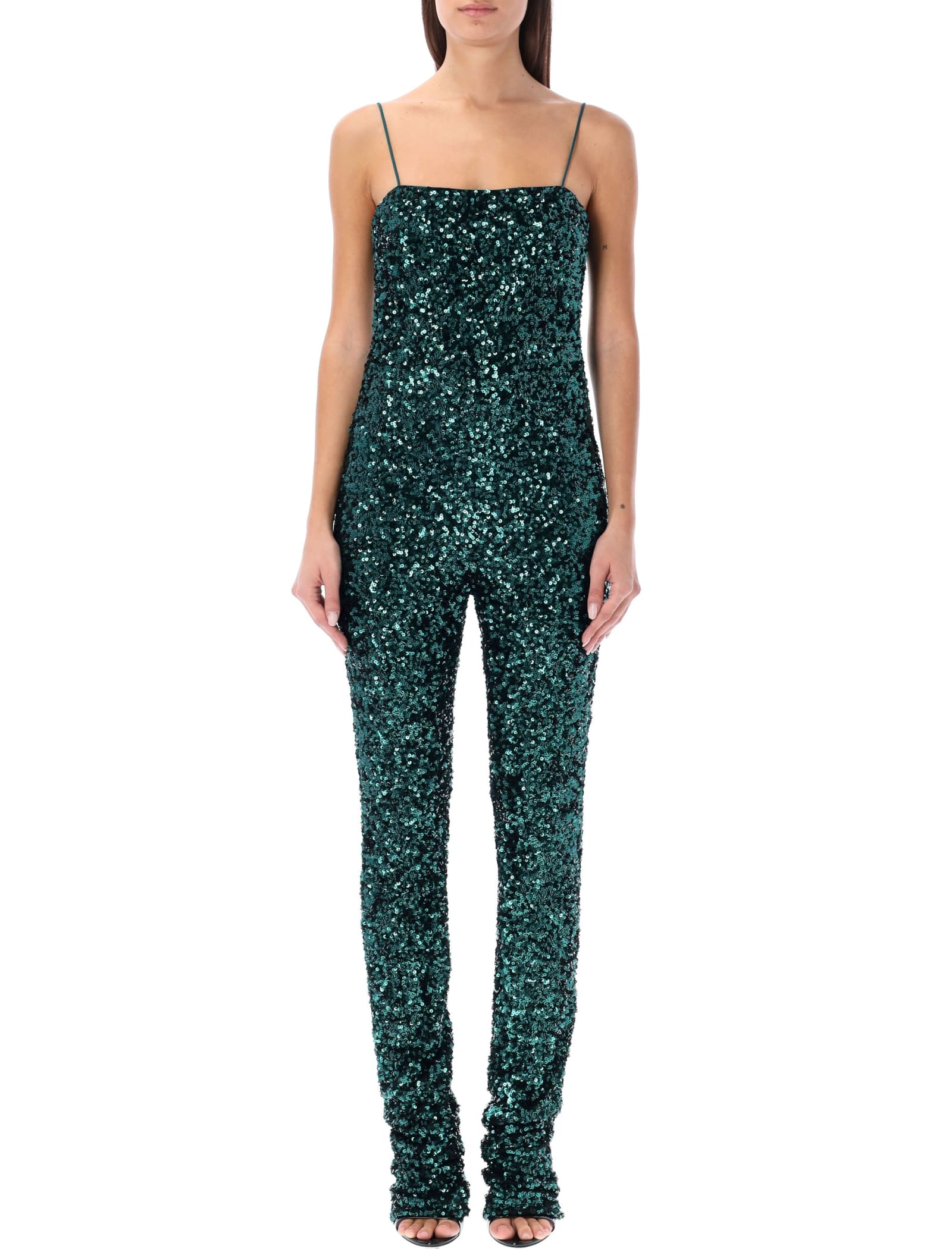 Rotate by Birger Christensen Sequin Embellished Spaghetti Straps Jumpsuit