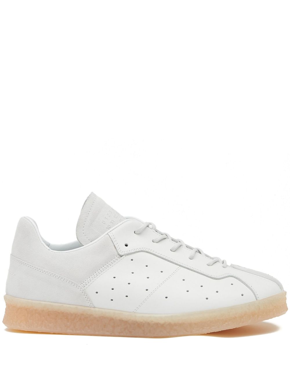 MM6 Maison Margiela 缝线logo皮质运动鞋 - 白色