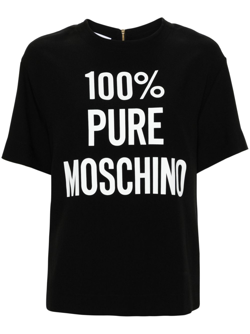 Moschino 标语印花绉纱T恤 - 黑色