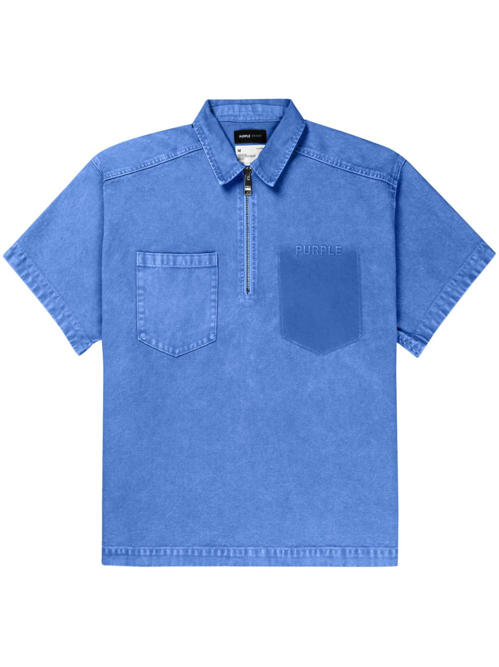 Purple Brand logo刺绣缺失口袋polo衫 - 蓝色