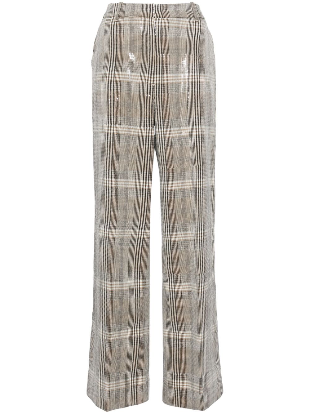3.1 Phillip Lim 亮片格纹长裤 - 中性色