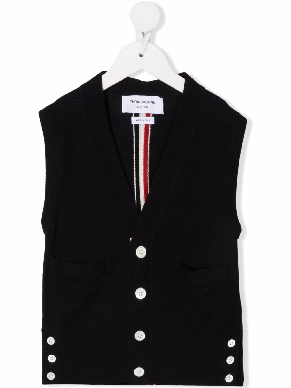 Thom Browne Kids 排扣背心 - 蓝色