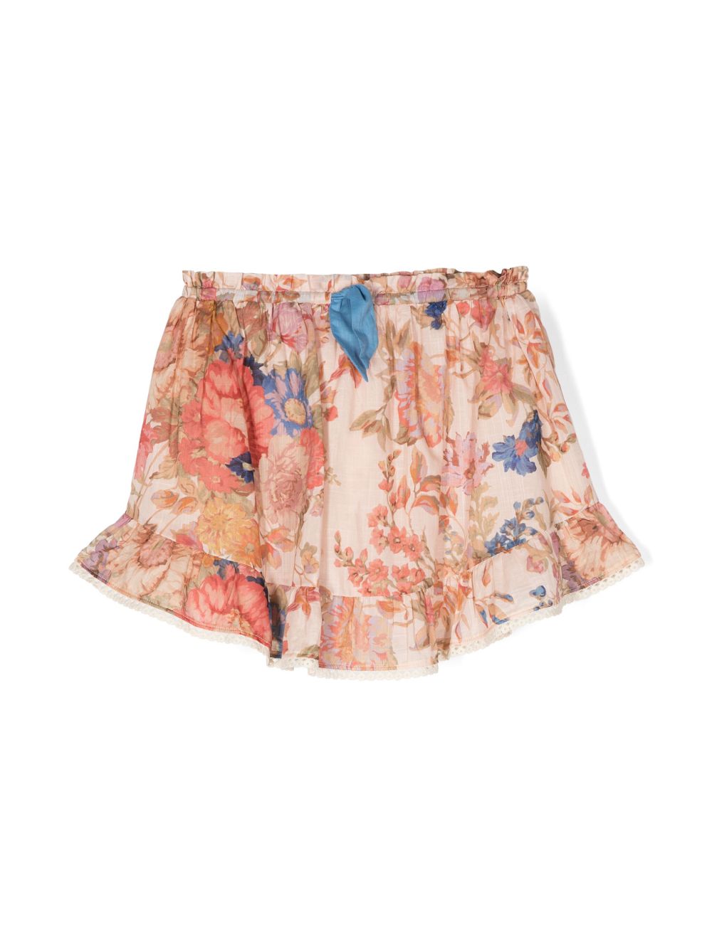 ZIMMERMANN Kids August 抽绳花卉印花半身裙 - 中性色