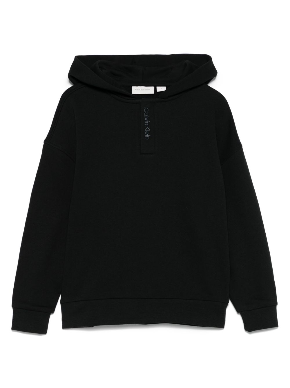 Calvin Klein Kids logo刺绣连帽衫 - 黑色