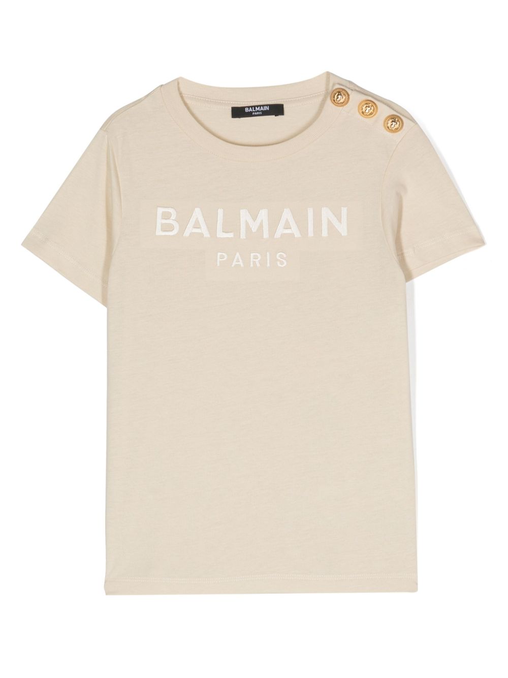Balmain Kids logo刺绣T恤 - 中性色