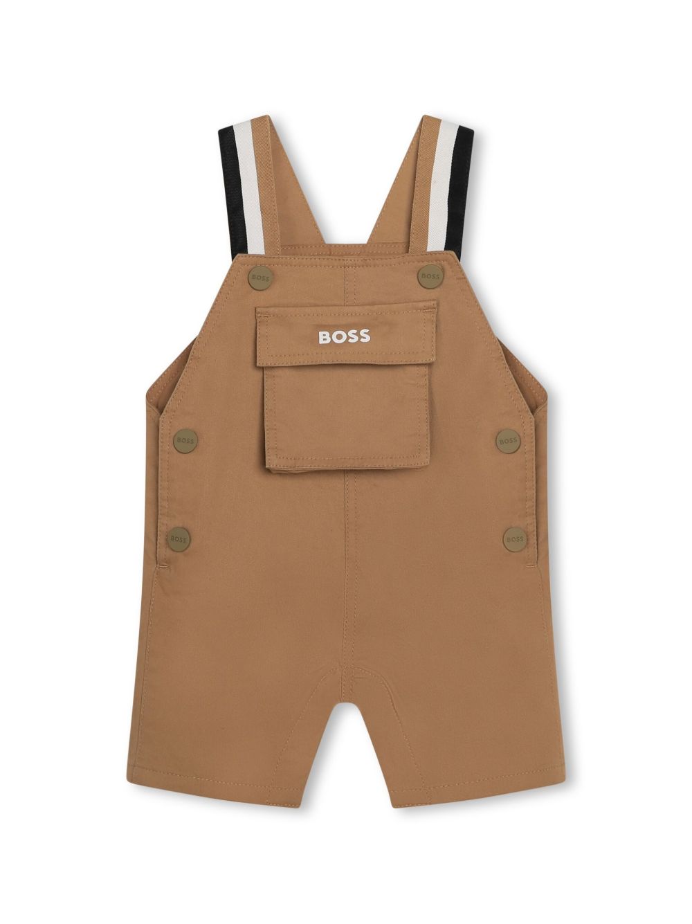 BOSS Kidswear logo刺绣短款背带裤 - 褐色