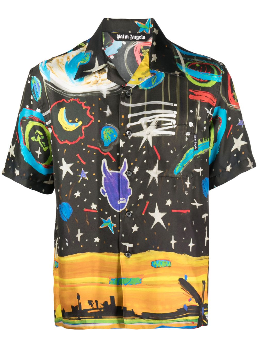 Palm Angels Starry Night 保龄球衬衫 - 黑色