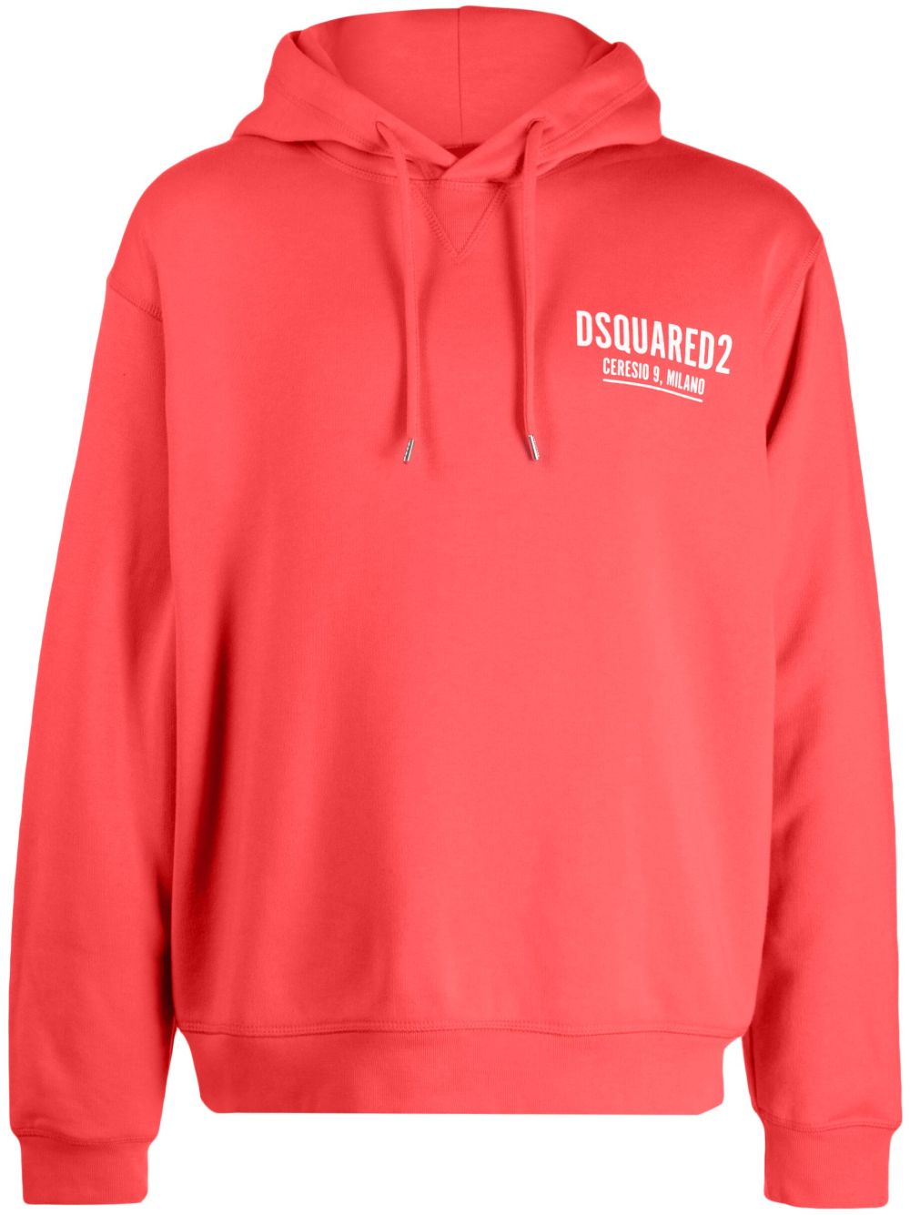 DSQUARED2 logo印花棉连帽衫 - 红色