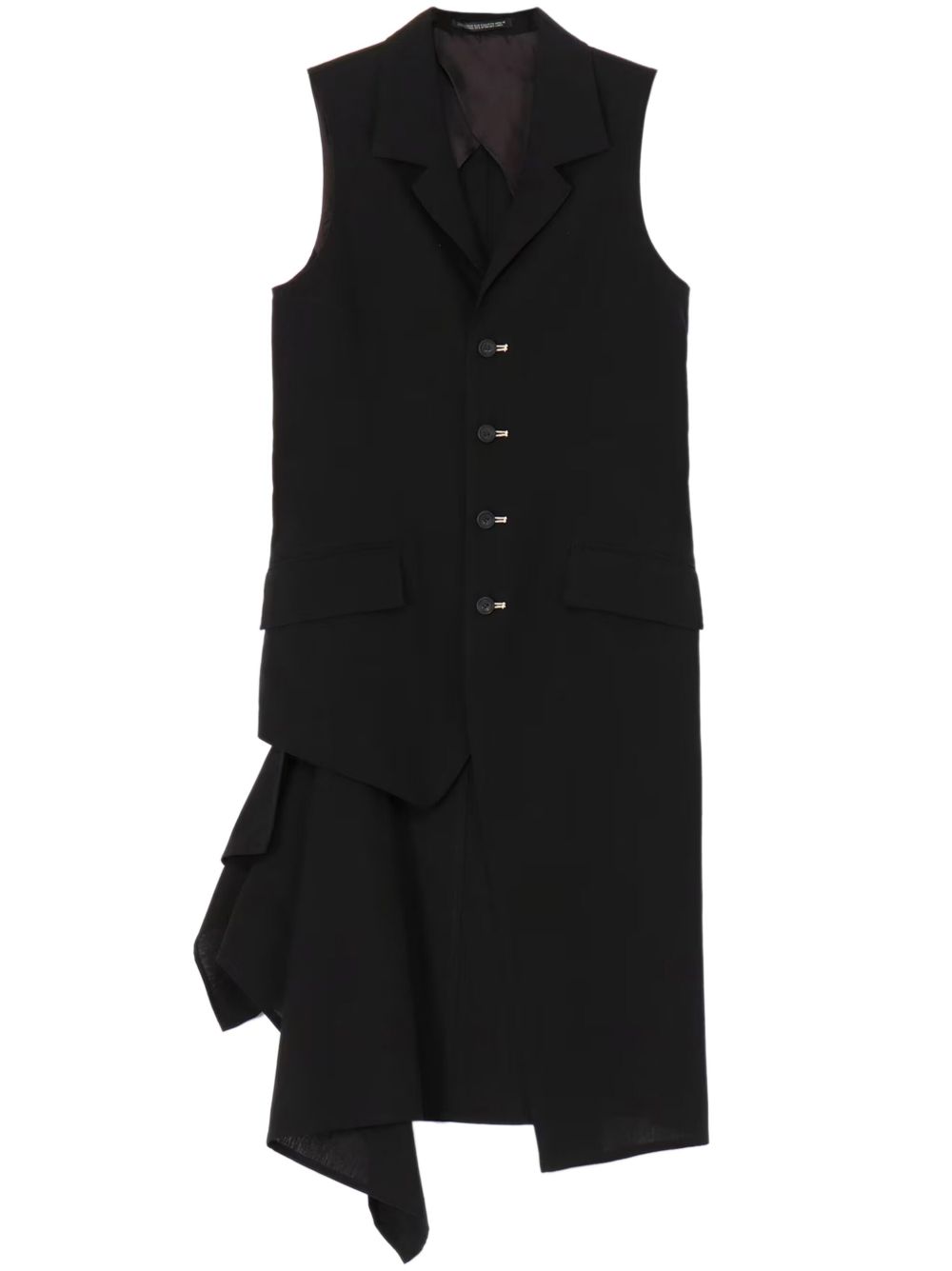 Yohji Yamamoto 不对称无袖西装夹克 - 黑色