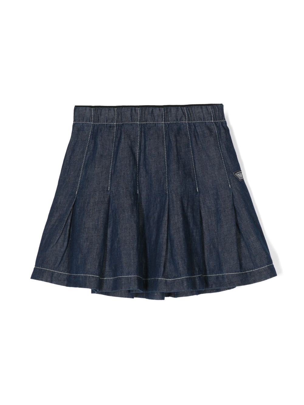 Emporio Armani Kids 百褶牛仔半身裙 - 蓝色