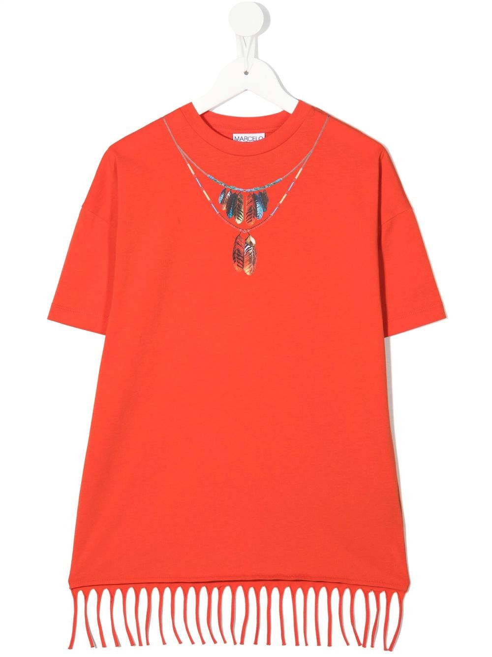 Marcelo Burlon County Of Milan Kids 羽毛项链印花T恤 - 红色