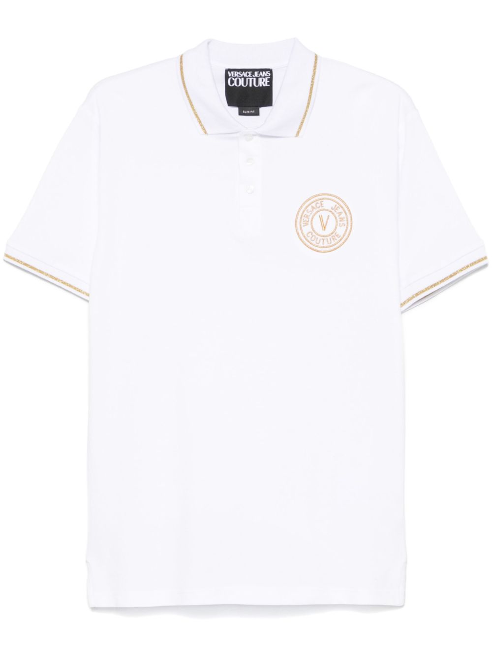 Versace Jeans Couture logo刺绣polo衫 - 白色