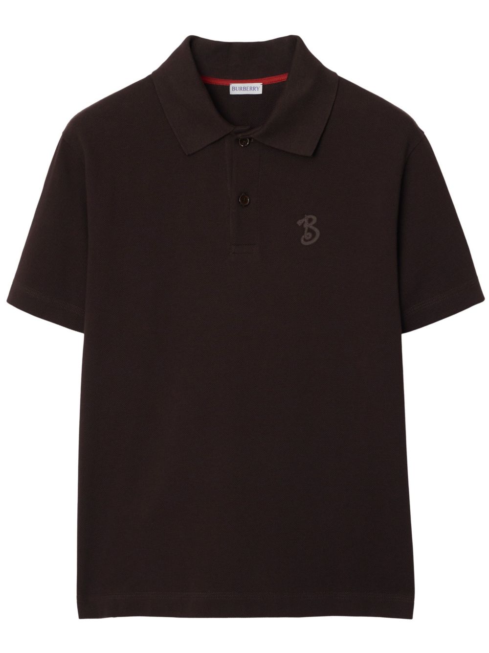 Burberry logo刺绣polo衫 - 褐色