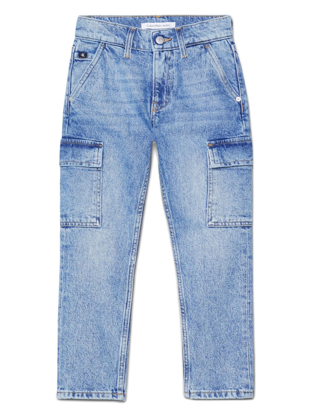 Calvin Klein Kids 工装口袋牛仔裤 - 蓝色