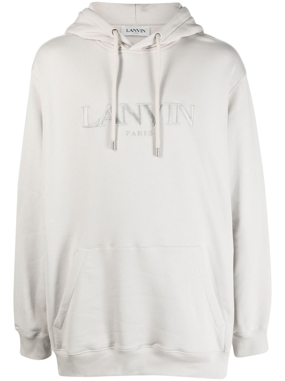Lanvin logo刺绣抓绒连帽衫 - 灰色