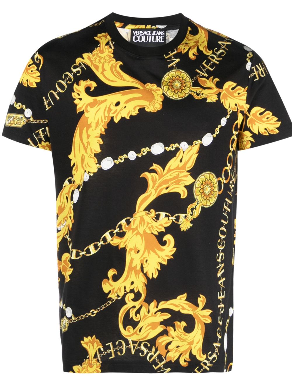 Versace Jeans Couture Barocco 印花棉T恤 - 黑色