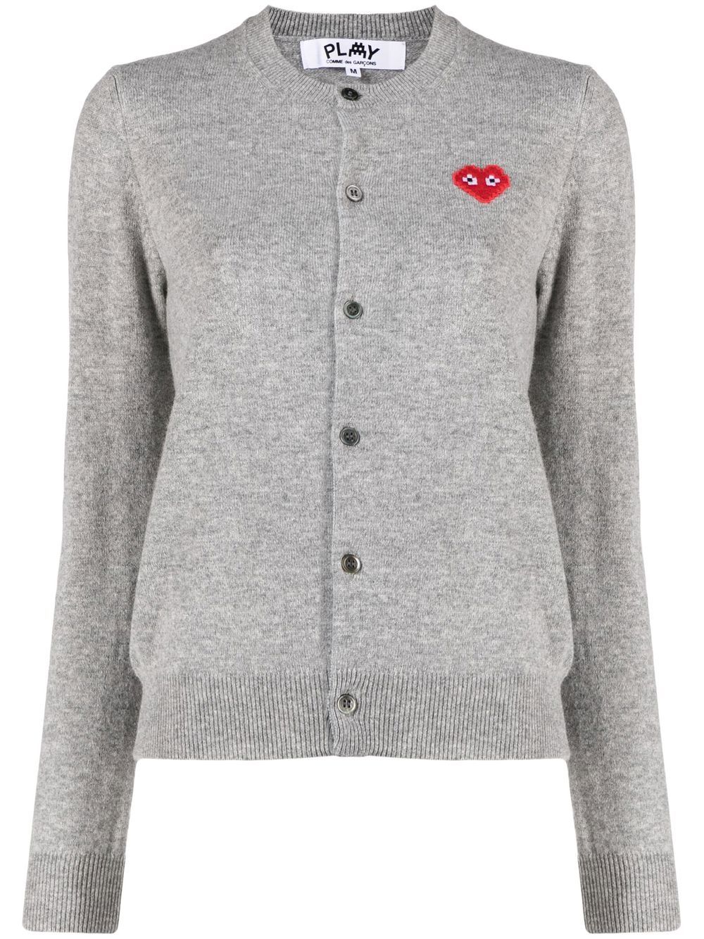 Comme Des Garçons Play logo印花羊毛开衫 - 灰色