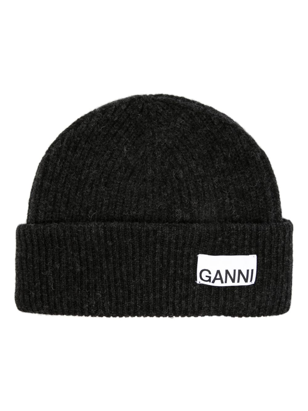 GANNI 标贴罗纹套头帽 - 黑色