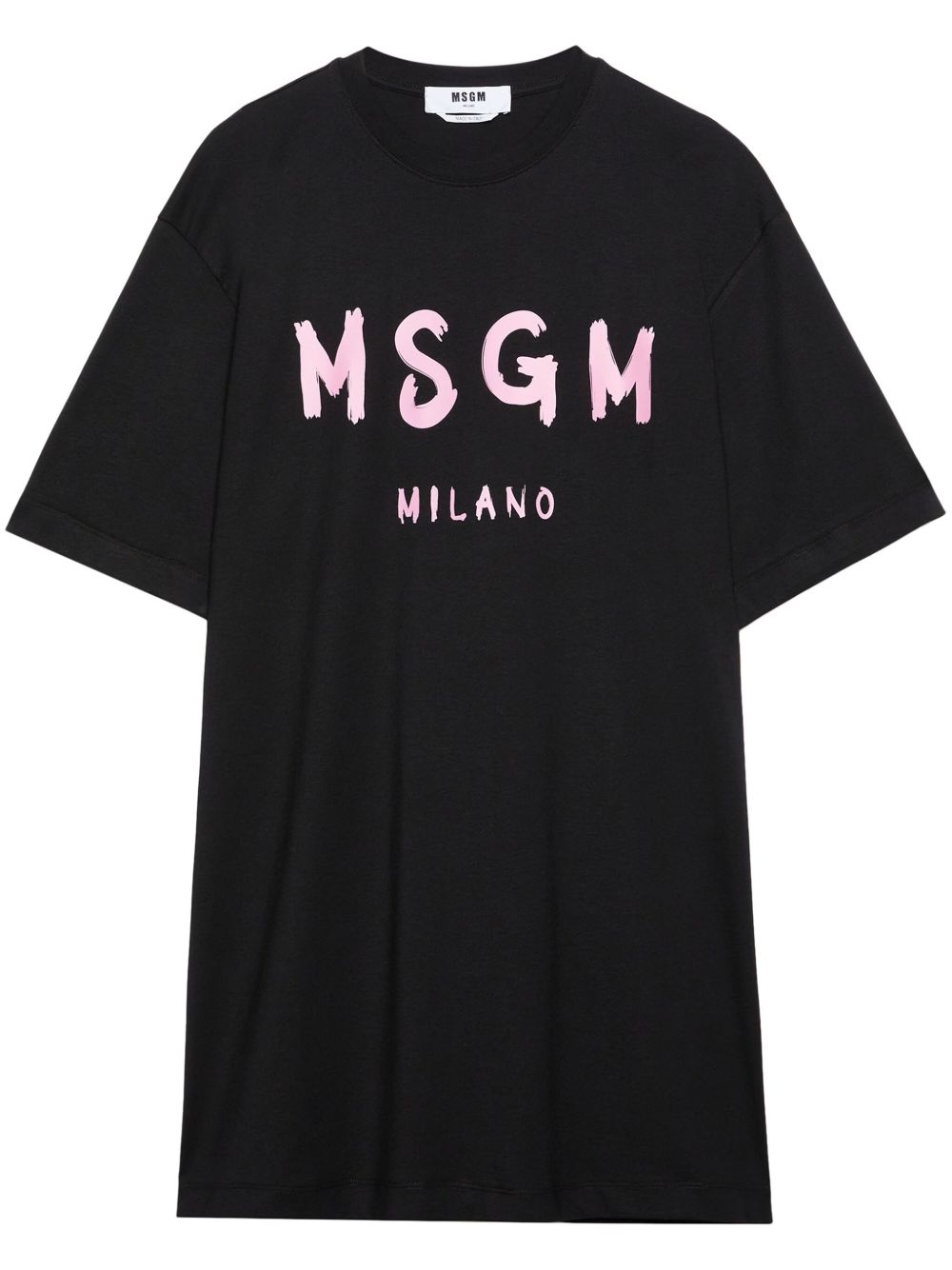MSGM Brushstroke logo棉连衣裙 - 黑色