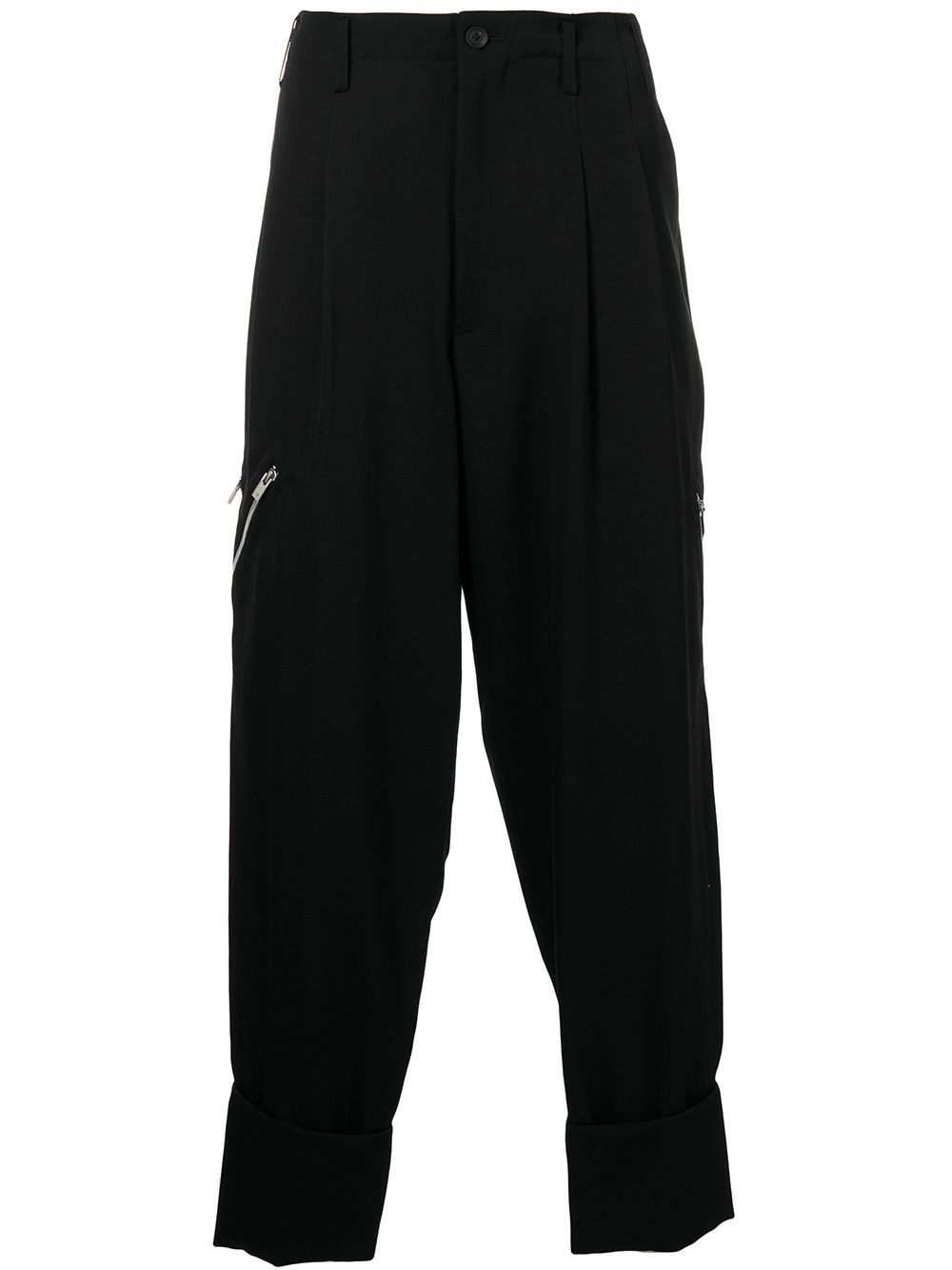 Yohji Yamamoto 拉链细节西裤 - 黑色