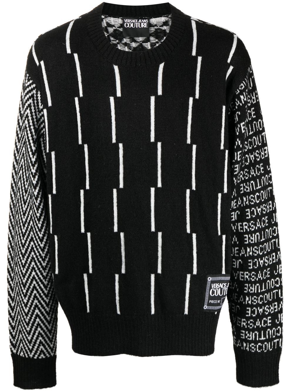 Versace Jeans Couture 标贴圆领毛衣 - 黑色