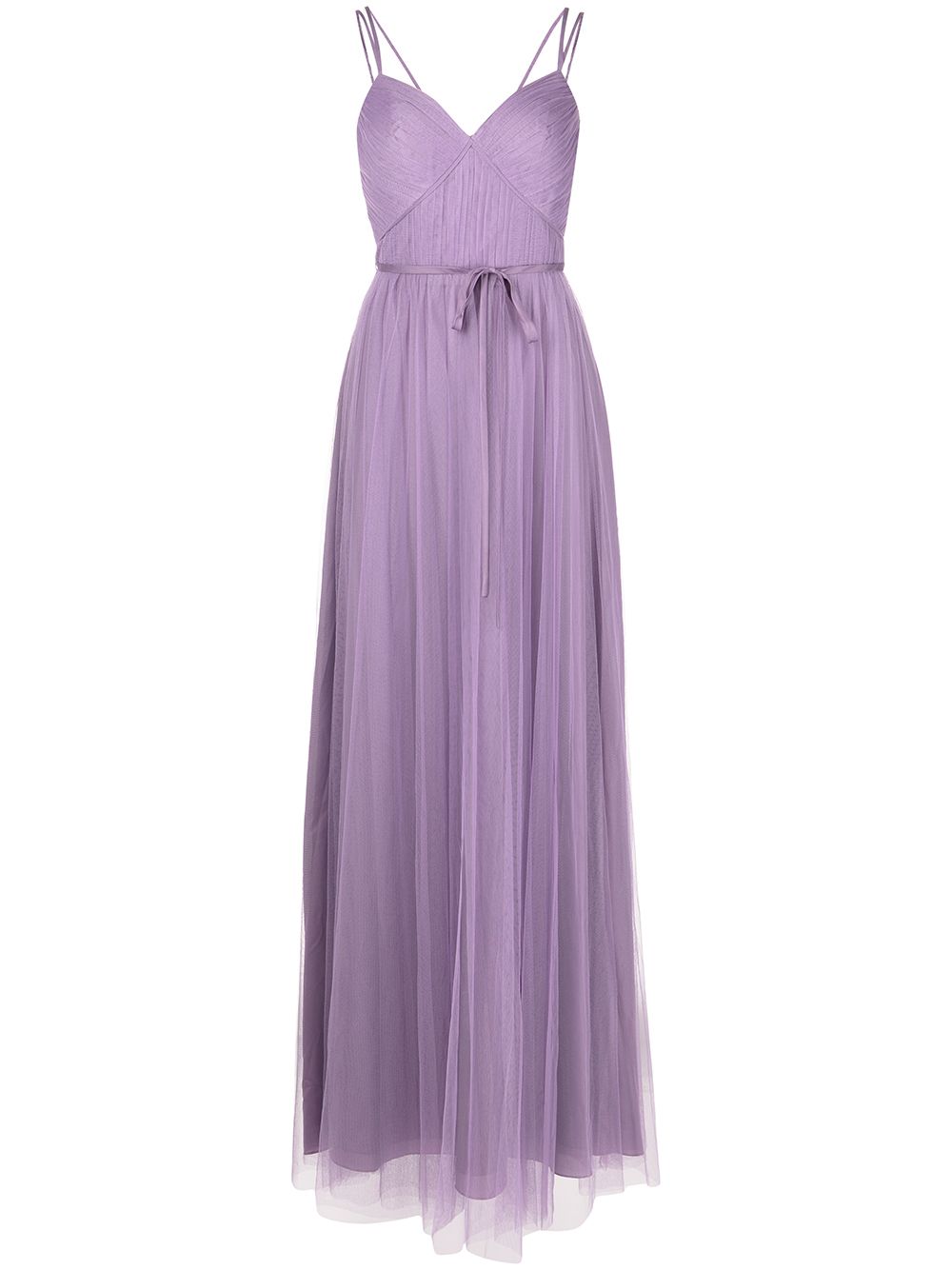 Marchesa Notte Bridesmaids 褶饰超长连衣裙 - 紫色