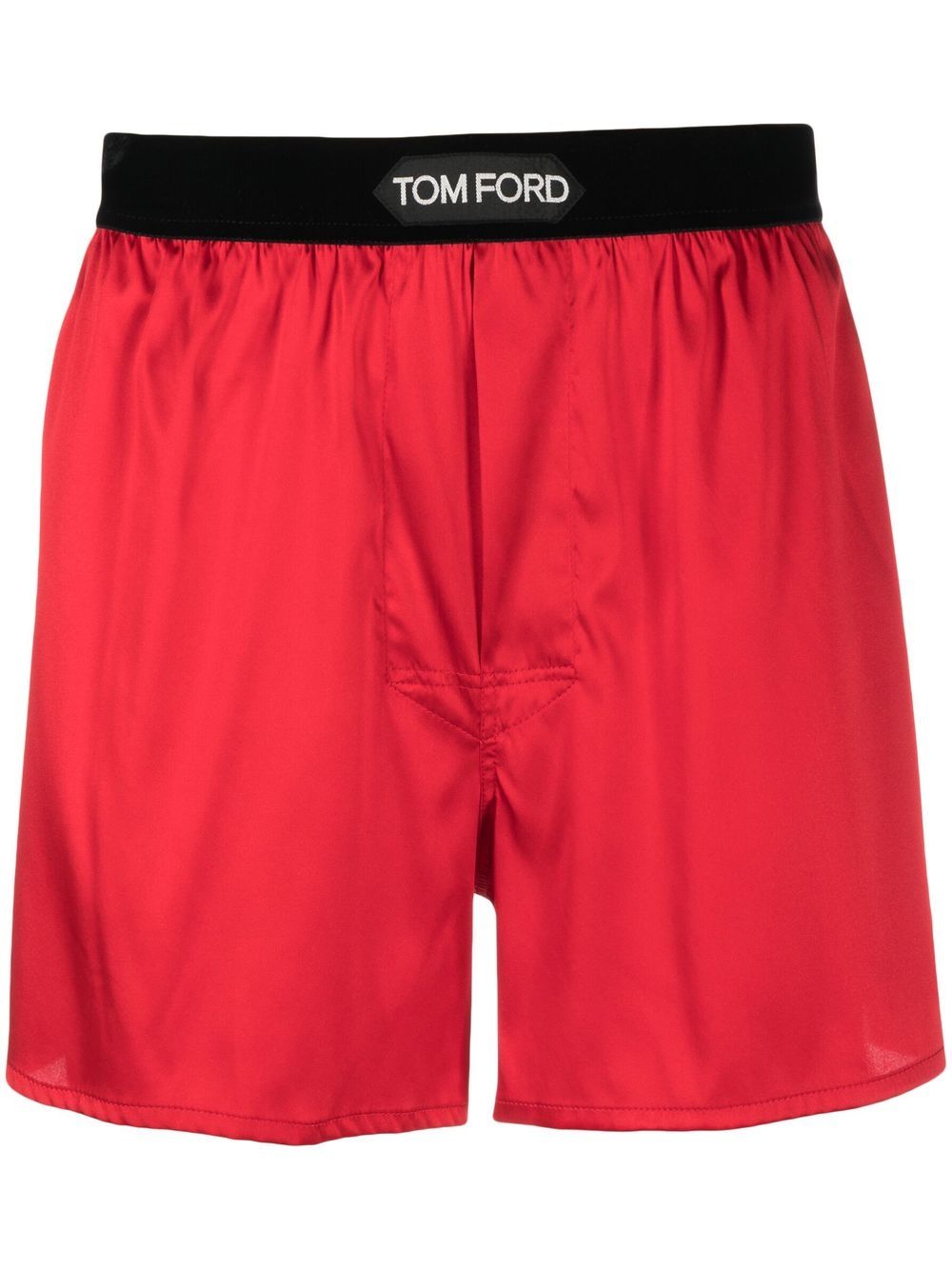 TOM FORD 汤姆福特 logo裤腰真丝四角裤 - 红色