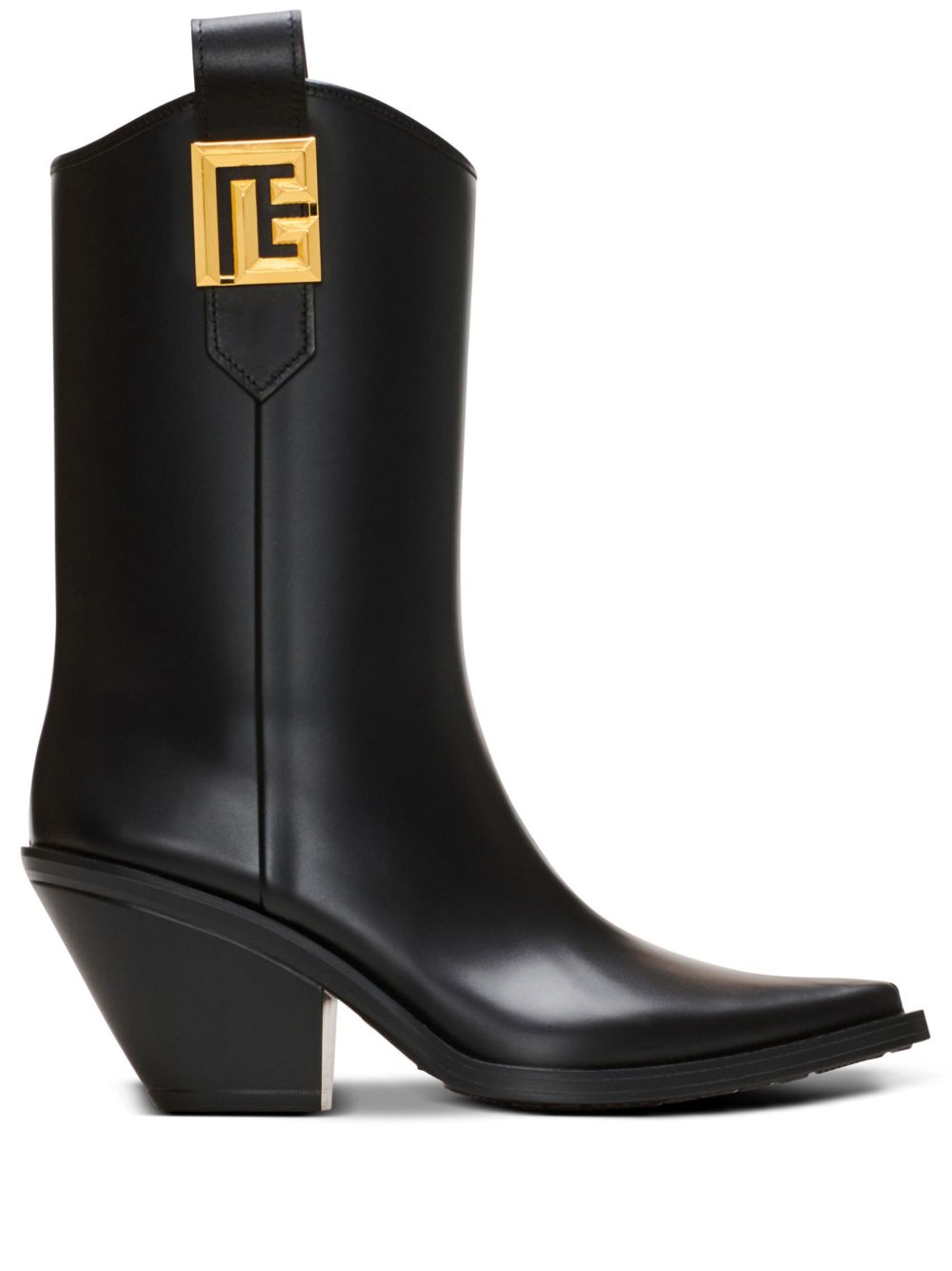 Balmain Tess logo标牌细节中跟短靴 - 黑色
