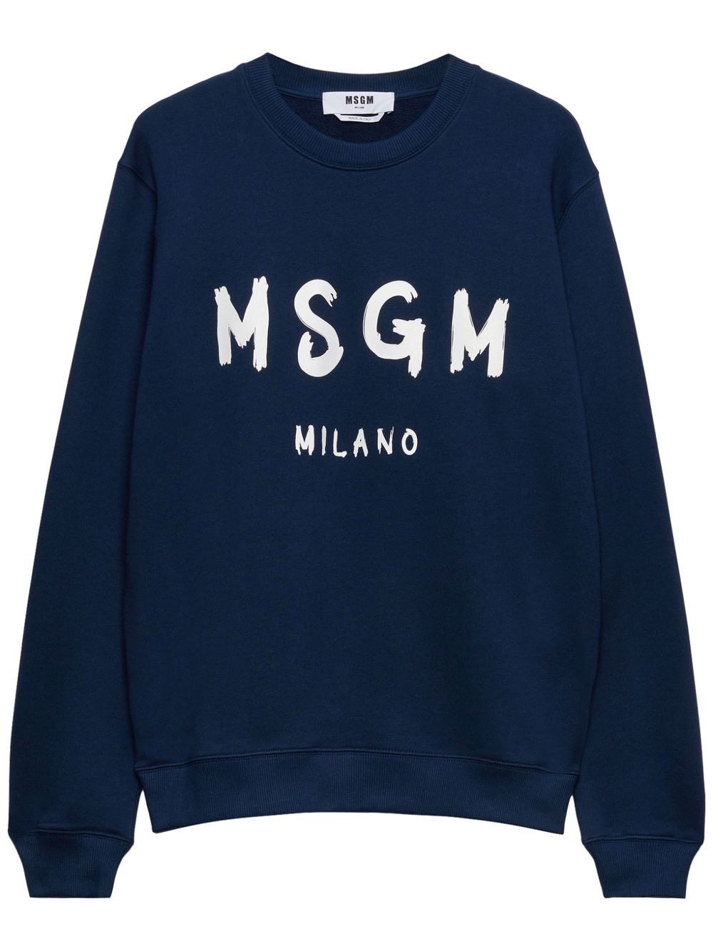 MSGM logo印花棉卫衣 - 蓝色