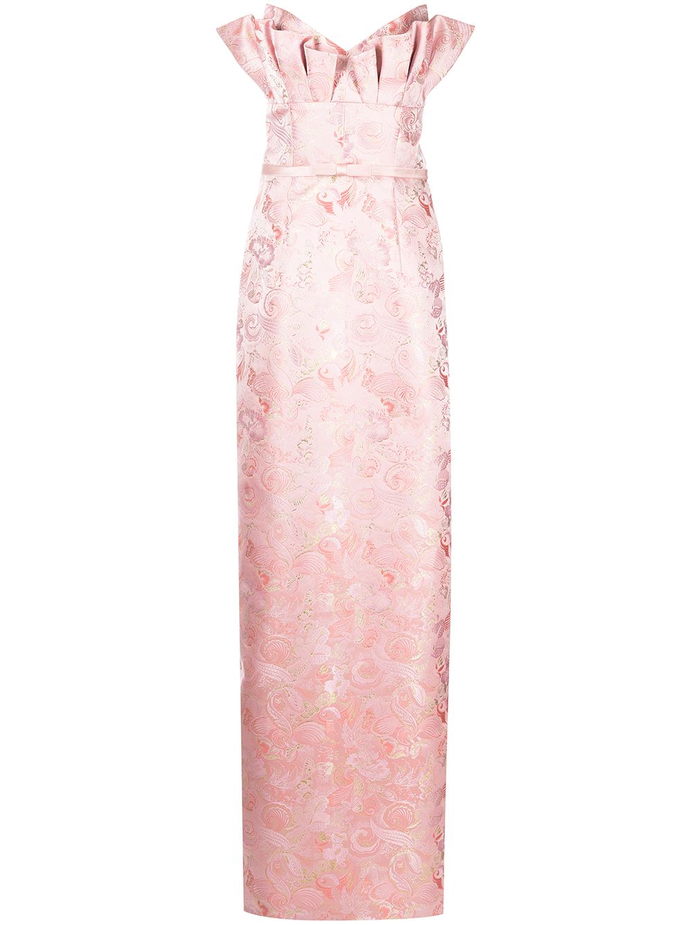 Markarian Rita 褶饰细节直筒晚礼服 - 粉色