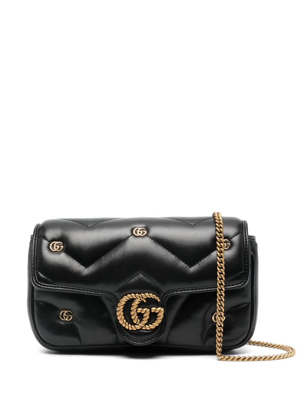 Gucci GG Marmont 迷你单肩包 - 黑色