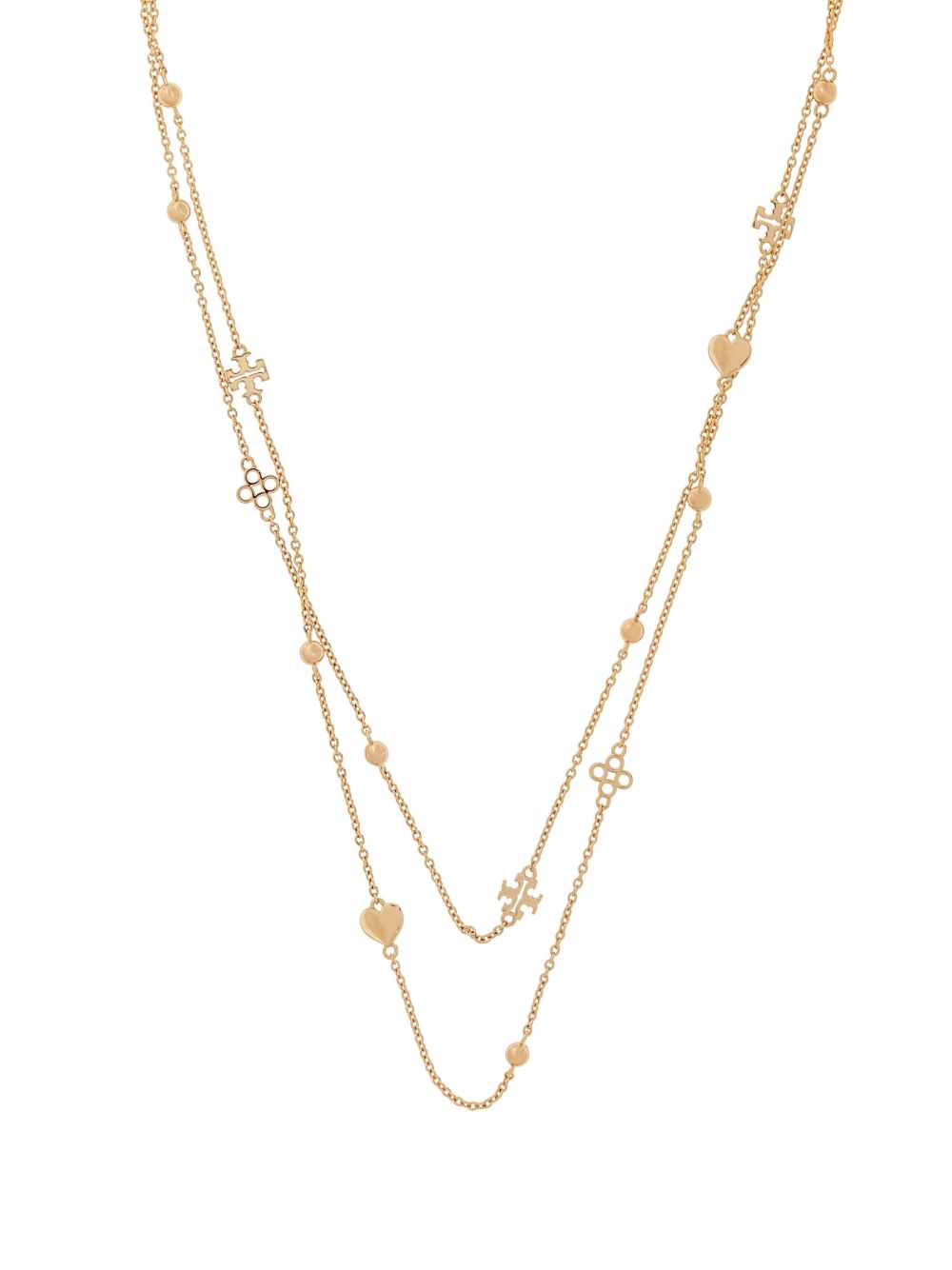 Tory Burch logo吊饰链式项链 - 金色