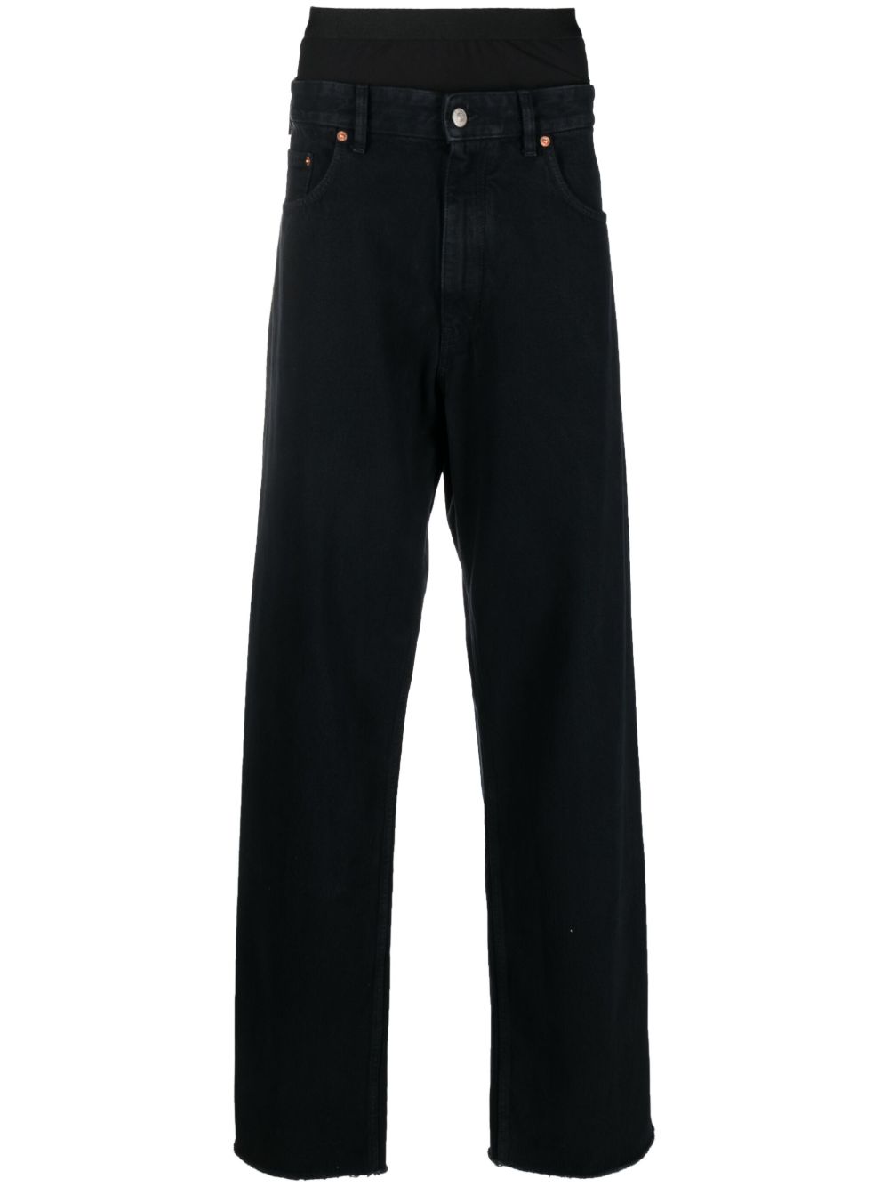 MM6 Maison Margiela 分层式效果直筒牛仔裤 - 黑色