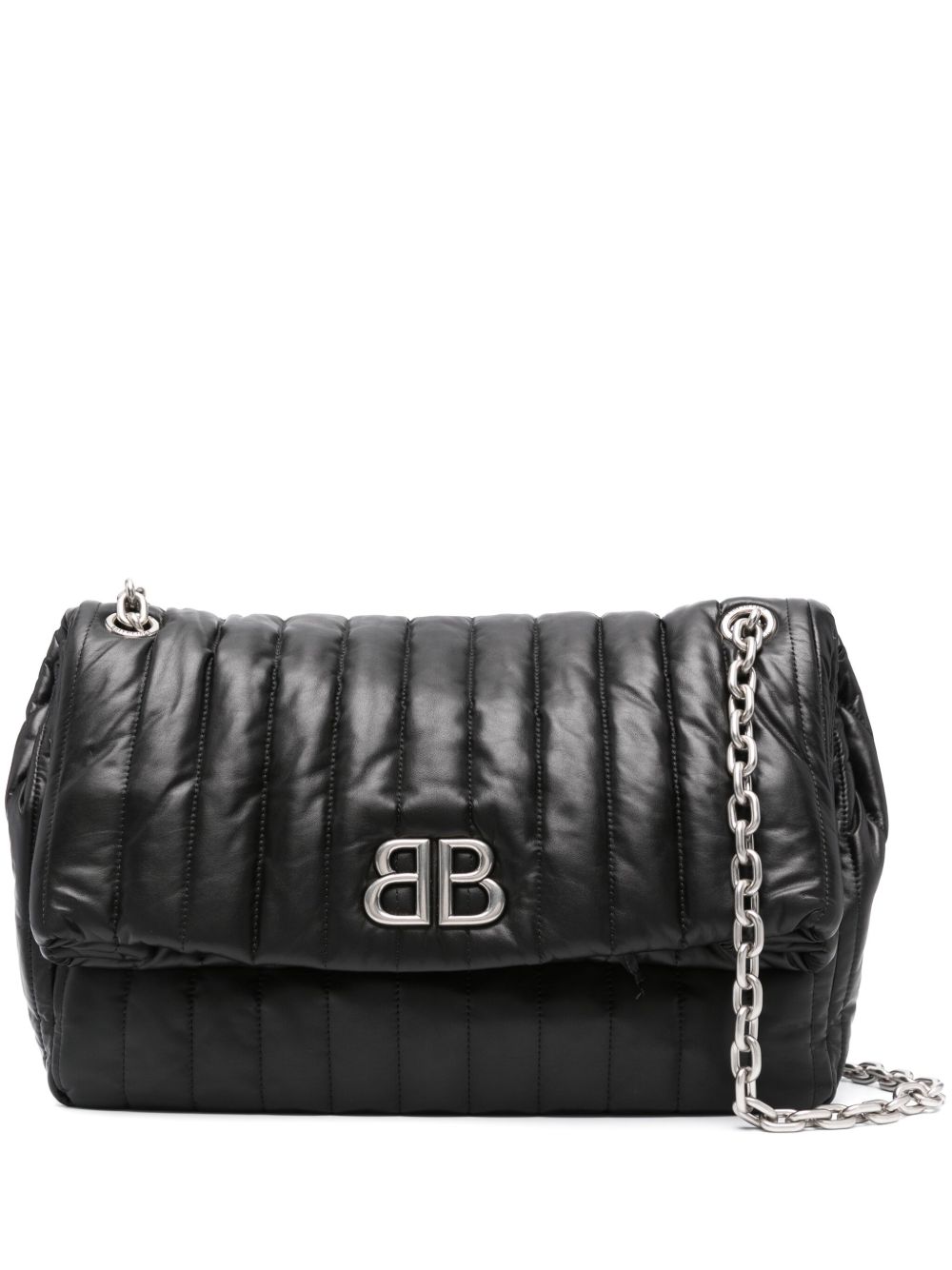 Balenciaga Monaco 中号搭链绗缝单肩包 - 黑色
