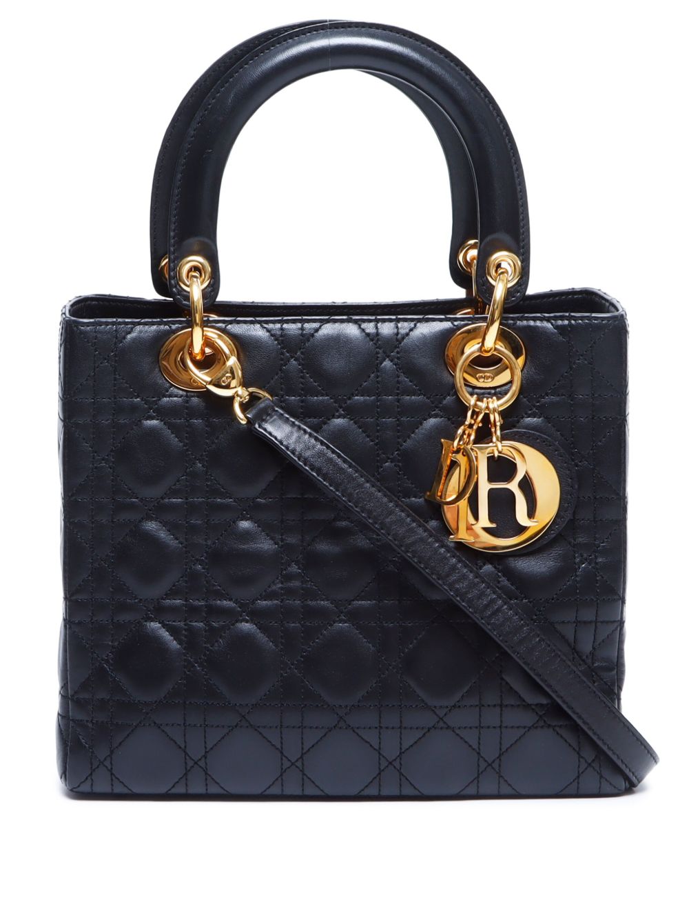 Christian Dior Pre-Owned Lady Dior 皮质手提包（典藏款） - 黑色