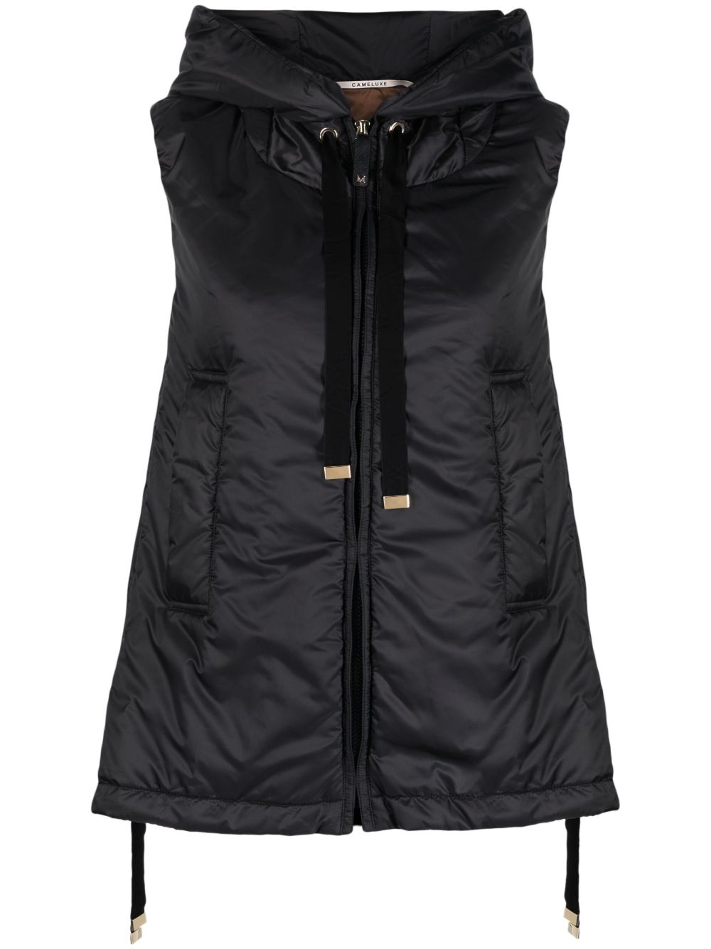 Max Mara 填充抽绳缎面马甲 - 黑色