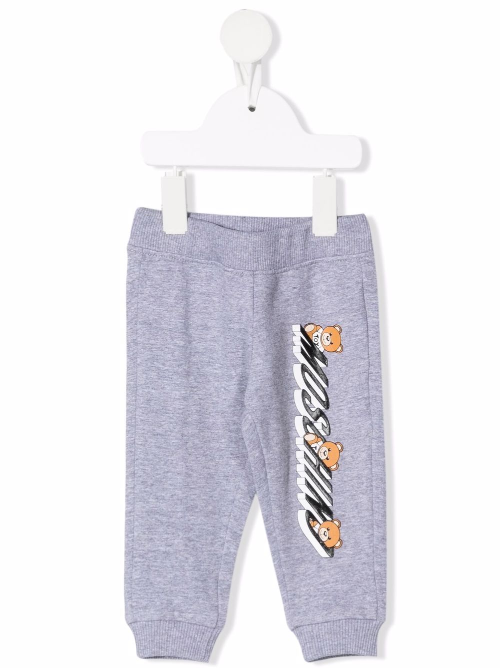 Moschino Kids logo印花运动裤 - 灰色