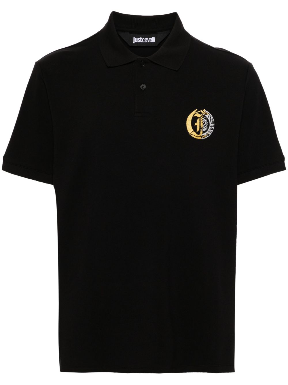 Just Cavalli logo印花珠地布polo衫 - 黑色