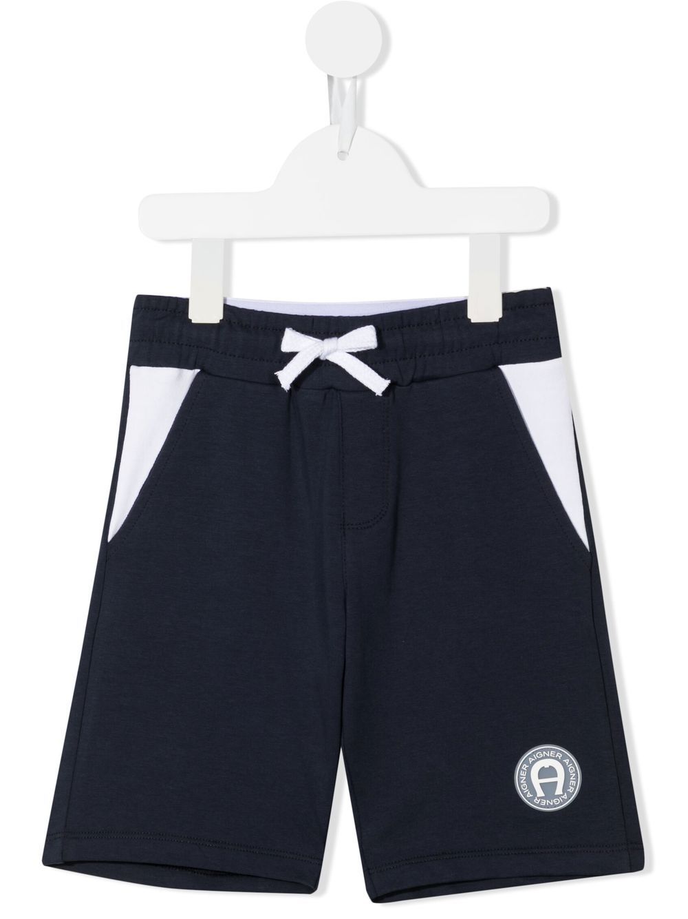 Aigner Kids 标贴棉短裤 - 蓝色
