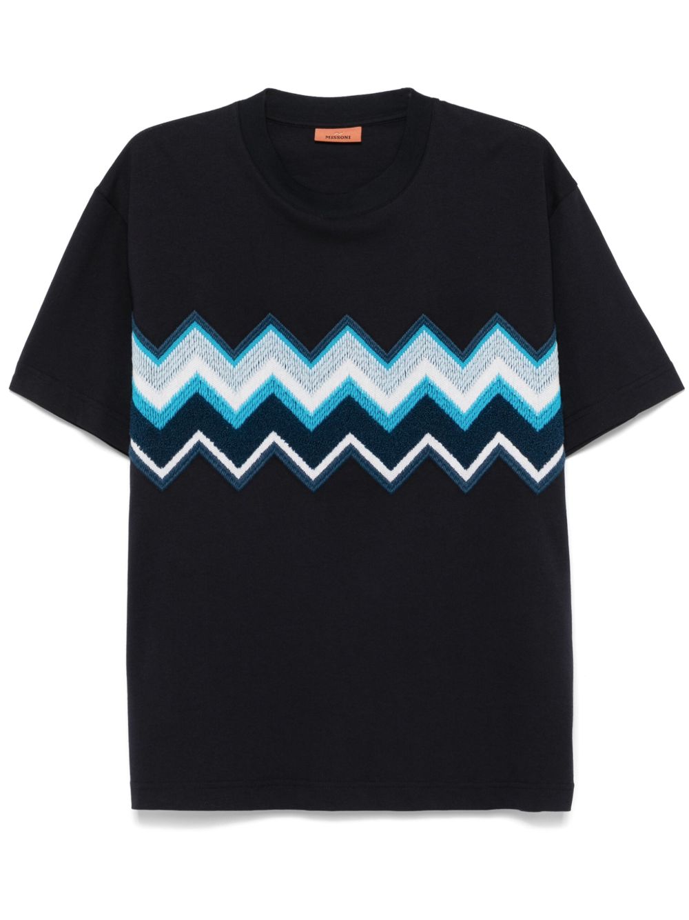 Missoni Z字形图案刺绣棉T恤 - 蓝色