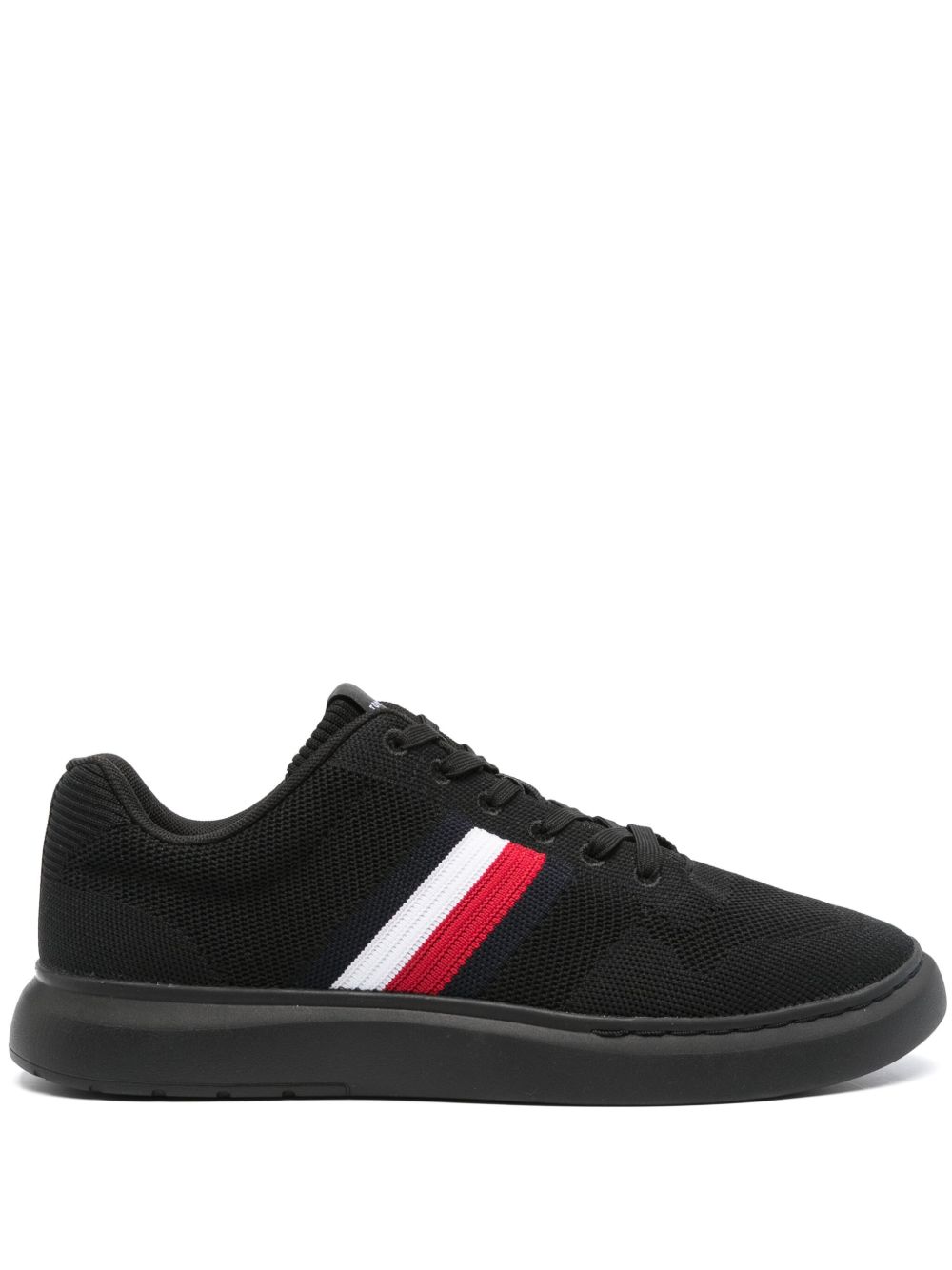 Tommy Hilfiger 侧条纹细节网面运动鞋 - 黑色