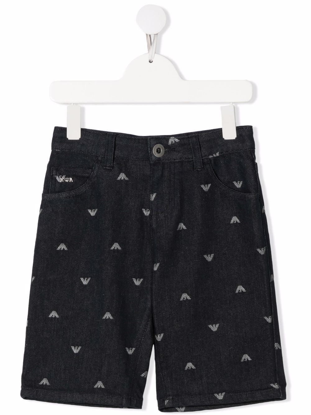 Emporio Armani Kids logo印花短裤 - 蓝色