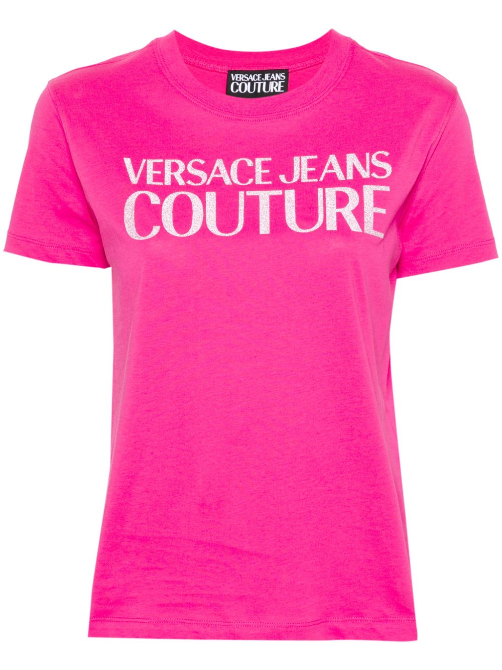 Versace Jeans Couture 亮片金葱logo棉T恤 - 粉色