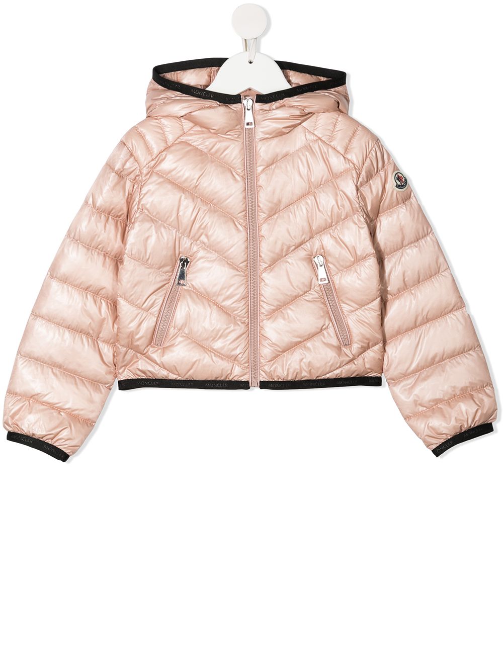 Moncler Enfant 羽绒连帽夹克 - 粉色