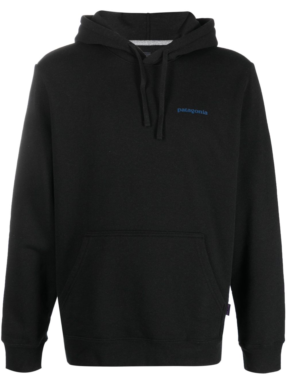Patagonia logo印花抽绳连帽衫 - 黑色