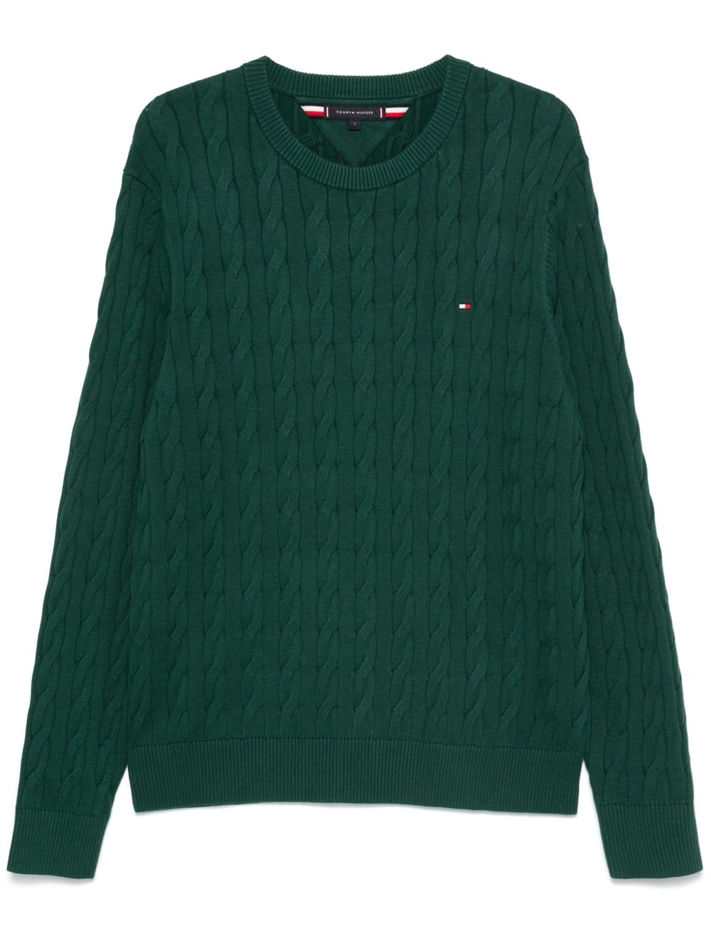 Tommy Hilfiger 粗绞花针织圆领毛衣 - 绿色